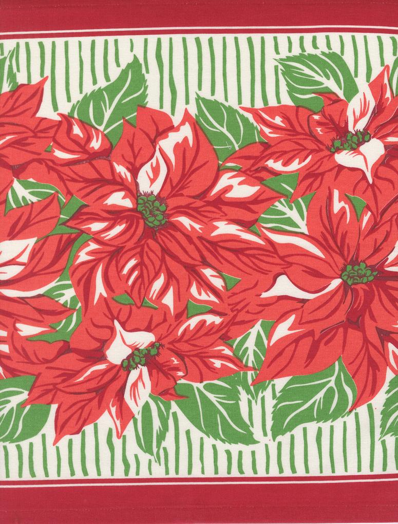 16" Classic Retro Floral Poinsettia Toweling