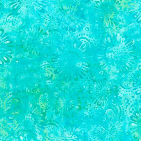 Aqua Daisies Allover Batik