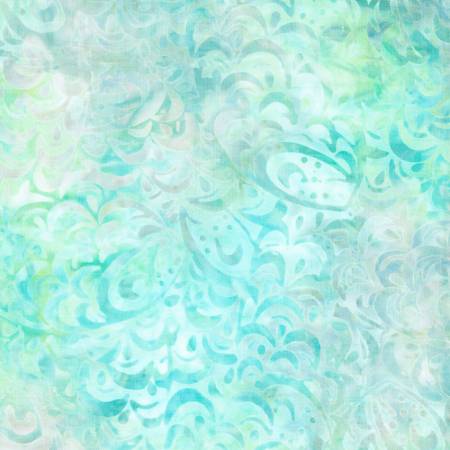 Cream/Green Stacked Feathers Batik