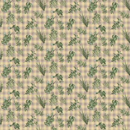 Yellow/Tan Tossed Herbs and Plaid