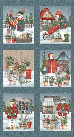 Blue Blocks Gardening Snowman Panel