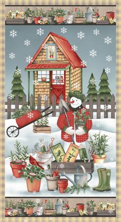Blue Panel Gardening Snowmen