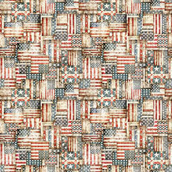 AMERICAN COUNTRY - FLAG PATCHWORK MULTI
