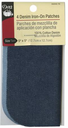 Iron on Patch Assortment Denims 5in x 5in 4ct