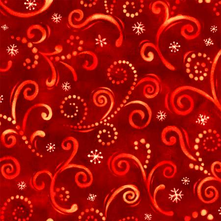 Noel Sparkle Swirls Red Digitally Printed