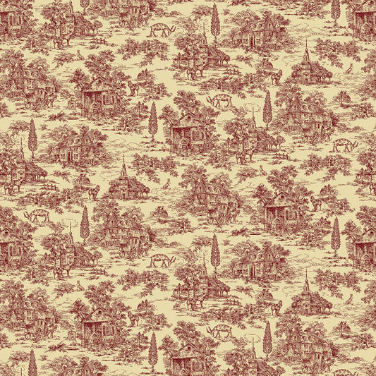 Cream Red Toile 108”