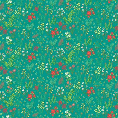 Indigo Garden Scattered Floral Turquoise
