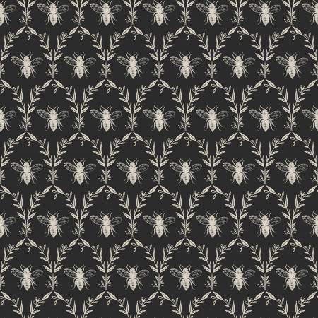 Honey Bee Damask Black