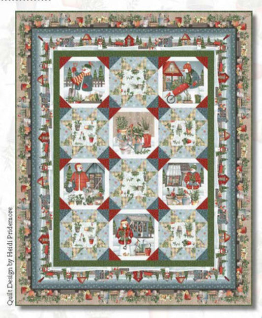 Gardening Snowmen Block Panel Quilt Kit