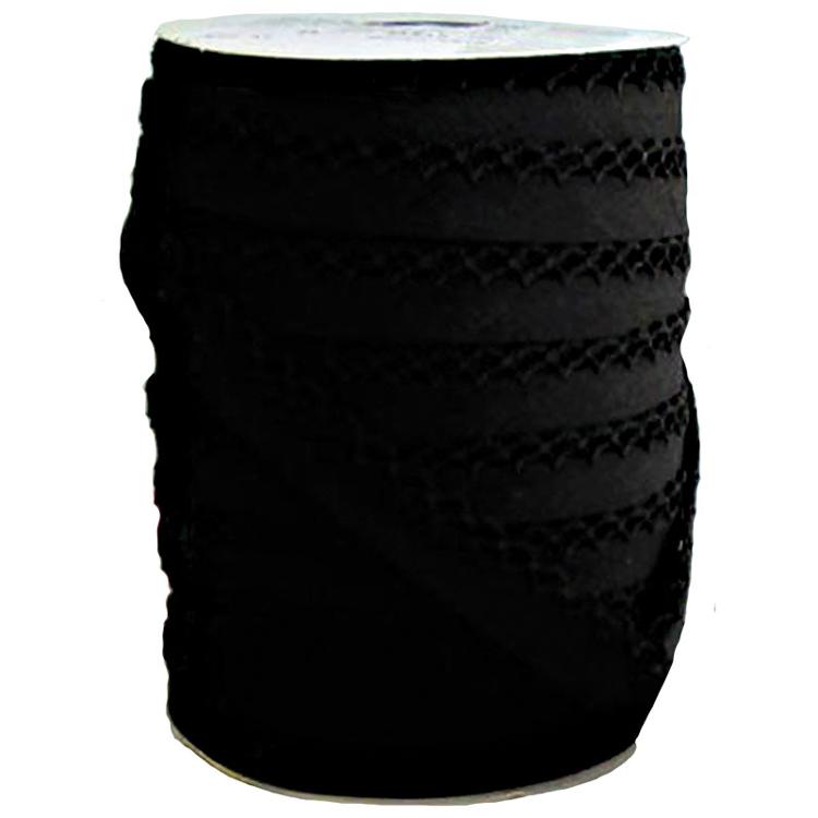 Crochet Edge DF Bias Solid Blk 71416 1 Vintagedoor#27