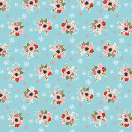Flowers in Snow Blue