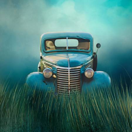 Classic Turquoise Truck Fabric Panel